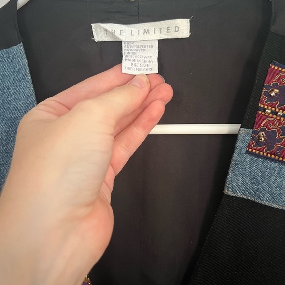 Vintage Patchwork Denim Vest | Boho 90s Eclectic Layer - Picture 3 of 3